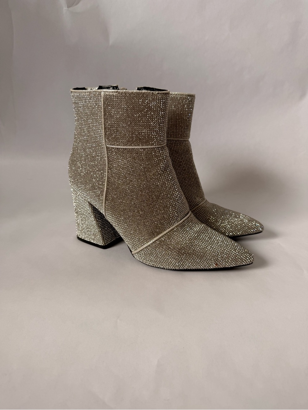a new day Silver Rhinestone Block Heel Ankle Boots